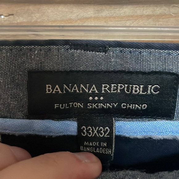 Banana Republic size 33x32 Navy Color Fulton Skinny Chino Straight Leg Pants - Picture 2 of 10